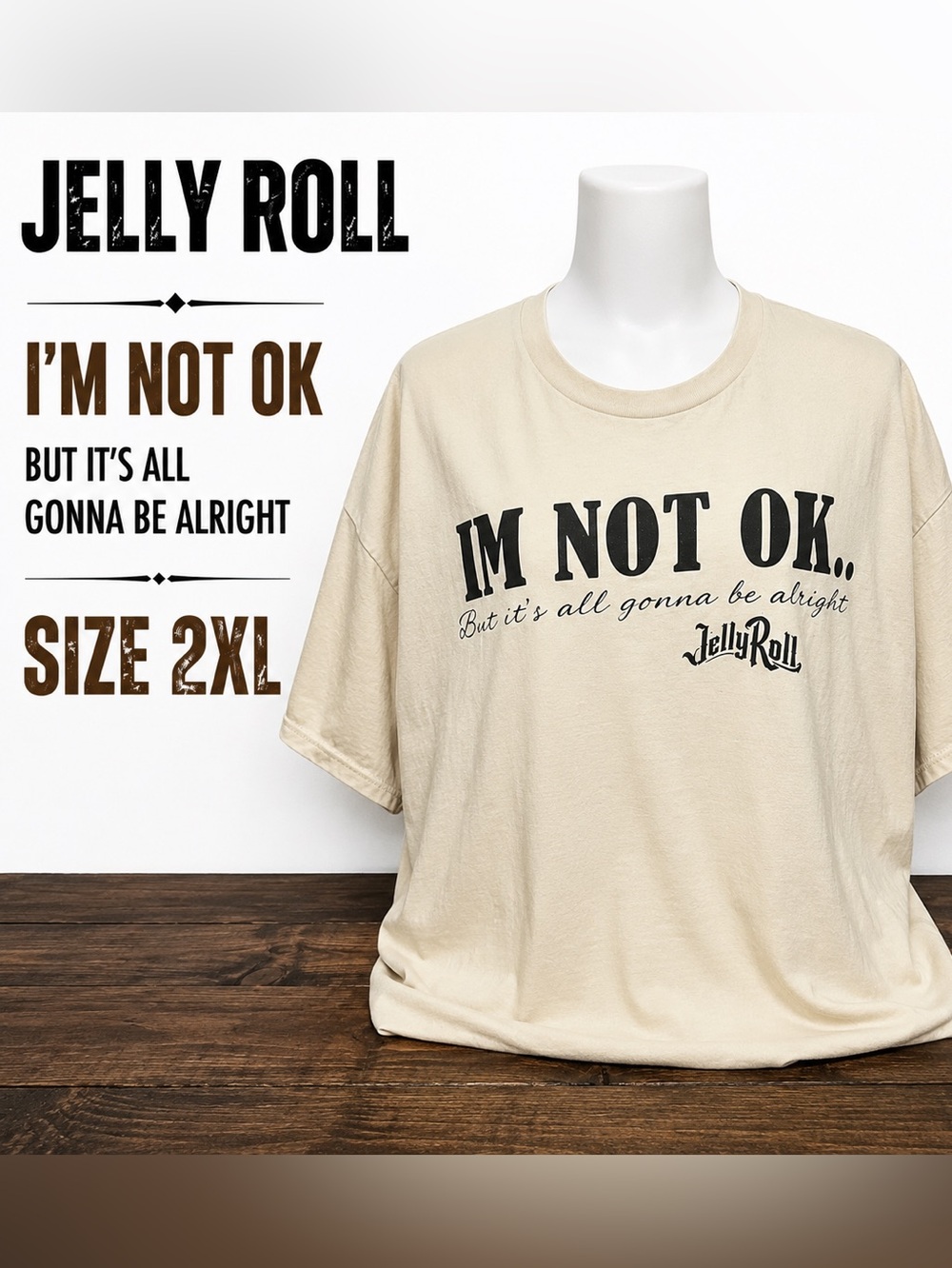 Jelly Roll I’m Not OK Beautifully Broken Graphic Tee Shirt Men’s 2XL